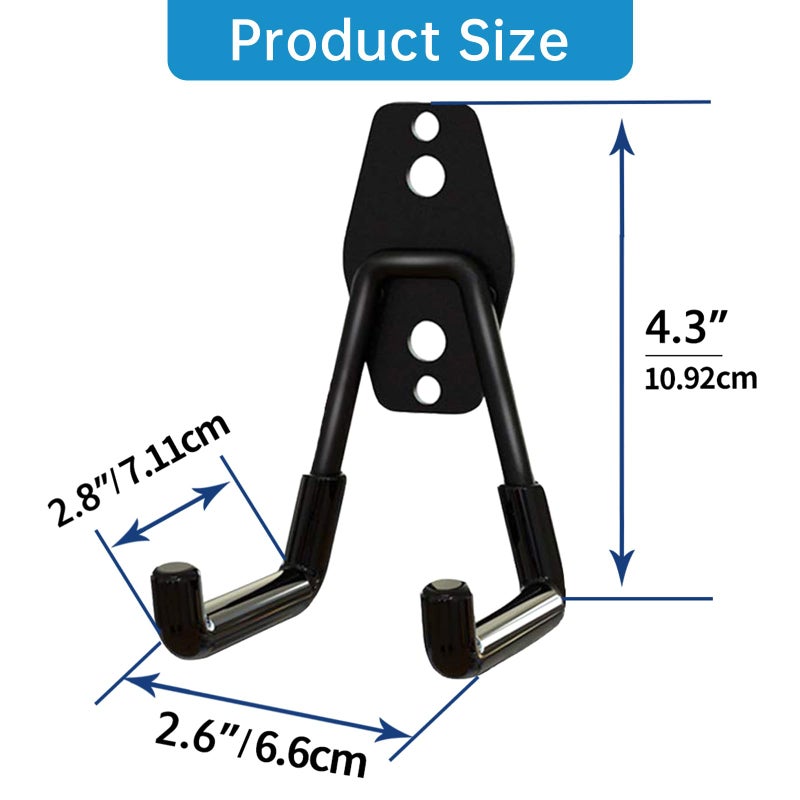 GeeWatom 2 Pack Garage Storage Utility Hooksï¼ŒGarage Garden Tool Organizerï¼ŒSteel Wall Mount Hooks, Garden Small U Hooks (Black) - Image 2